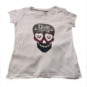 True Religion sz XL hiragana skull short sleeve tee